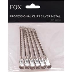 Metalowe klipsy fryzjerskie do włosów Fox, 6szt
