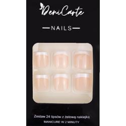DeniCarte White French - samoprzylepne tipsy do stóp, Biały French, 24 szt.