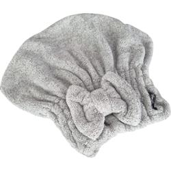 DeniCarte Turban do włosów z kokardką, ręcznik szybkoschnący z mikrofibry, szary