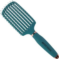 SISTER YOUNG - OVIA GREEN NV - Szczotka do Włosów Zakrzywiona z Wentylacją do Rozczesywania, Zielona