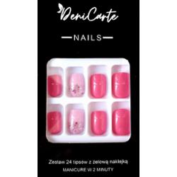 DeniCarte Tipsy Square - zestaw sztucznych paznokci, różne kolory Intensive Pink | Intensywny Róż