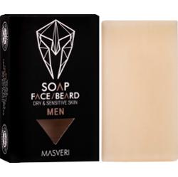 Masveri Soap Face Beard Dry & Sensitive Skin - nawilżające mydło do twarzy i zarostu, 100g