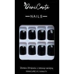 DeniCarte Tipsy Square - zestaw sztucznych paznokci, różne kolory Black | Czarny