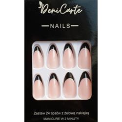 Deni Carte Tipsy French - sztuczne paznokcie w stylu francuskim, różne wzory Black French | Czarny