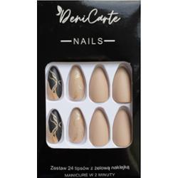 DeniCarte Tipsy - sztuczne paznokcie, zestaw 24 sztuk, różne wzory Gold Black Lava | Złoto-Czarna Lawa