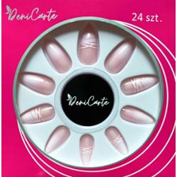 Deni Carte Tipsy Art - sztuczne paznokcie w ozdobnych wzorach, bez UV French Migdał | Różowo-Biały