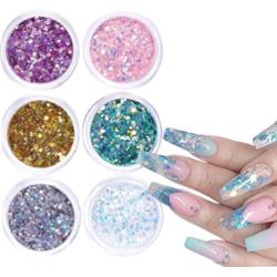 Deni Carte Pyłek Diamentowy - błyszczący pyłek do zdobienia paznokci, 6szt.