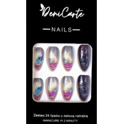 DeniCarte Tipsy - sztuczne paznokcie, zestaw 24 sztuk, różne wzory Starry Sky | Gwieździste Niebo