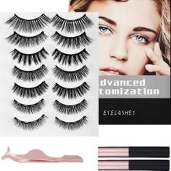 Lewer - zestaw magnetycznych rzęs z pęsetą i eyelinerem, 7 par