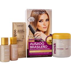 Kativa Brazilian Straightening Blonde Kit zestaw z keratyną do prostowania włosów 225 ml
