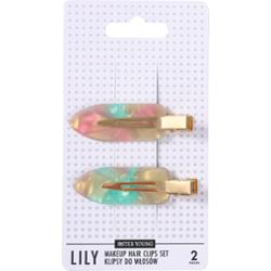 Sister Young Lily - klipsy do włosów do makijażu, różne kolory, 2szt Pink Green | Różowo-Zielony