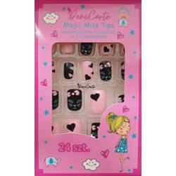 Deni Carte Tipsy Kids - tipsy przyklejane dla dzieci, różne wzory Kotki | Różowo-Czarne