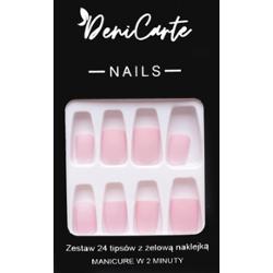 DeniCarte Tipsy Square - zestaw sztucznych paznokci, różne kolory Pink | Różowy