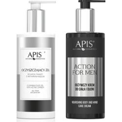 Zestaw męskich kosmetyków Apis: krem do twarzy i ciała + żel oczyszczający