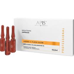 Rozświetlające ampułki do twarzy z witaminą C i adenozyną - Apis Adeno-C Flash Glow - 10 x 3 ml