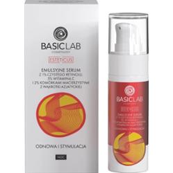 Emulsyjne serum z 1% czystego retinolu, 5% witaminą C i 2% komórkami macierzystymi z wąkrotki azjatyckiej - BasicLab - 30 ml