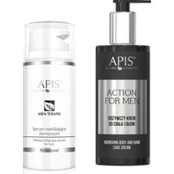 Zestaw kosmetyków dla mężczyzny krem do ciała i serum do twarzy Apis
