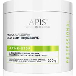 Maska algowa dla cery trądzikowej z bambusem, zieloną herbatą, czarnym błotem z Morza Martwego Apis Acne-Stop 200 g