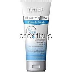 Eveline Beauty Derm Pure & Fresh 20+ Demakijaż Mleczko Tonik Płyn do demakijażu 3 w 1 200 ml
