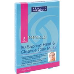 Beauty Formulas Clear Skin 60 sekundowa rozgrzewająco - oczyszczająca maseczka na twarz op./ 3 szt.
