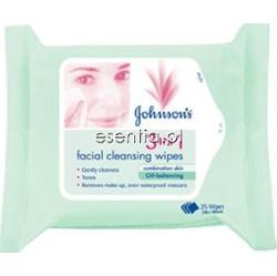 Johnson's Facial Care Chusteczki oczyszczające do twarzy 3w1 do skóry mieszanej op. / 25 szt.