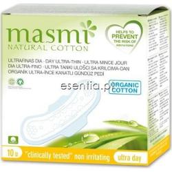 Masmi  Ultracienkie bawełniane podpaski na dzień ze skrzydełkami -100% bawełny organicznej op./10 szt.