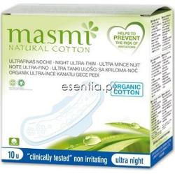 Masmi  Ultracienkie bawełniane podpaski na noc ze skrzydełkami -100% bawełny organicznej op./10 szt.