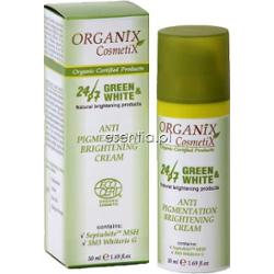 OrganiX CosmetiX 24/7 Green & White Krem rozjaśniający przebarwienia skórne zmniejszający produkcję melaniny 50 ml