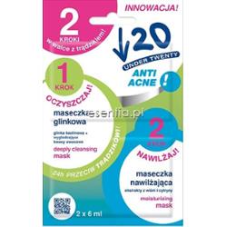 Under Twenty  Anti Acne! Maseczka oczyszczająco-nawilżająca 2 kroki w walce z trądzikiem 