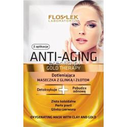 Flos-Lek  Anti-Aging Gold Therapy - Dotleniająca maseczka z glinką i złotem 2x5 ml
