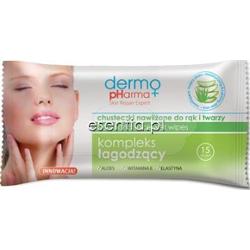 DermoPharma+  Chusteczki nawilżone do rąk i twarzy - kompleks łagodzący 