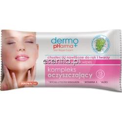 DermoPharma+  Chusteczki nawilżone do rąk i twarzy - kompleks oczyszczający 