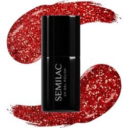 318 Semilac Lakier Hybrydowy Burgundy Red Glitter 7 ml