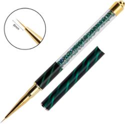 Pędzelek do zdobień zielony z cyrkoniami z nr 1 - 8mm