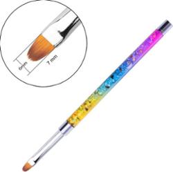 Pędzelek do żelu i zdobień tęczowy z brokatem nr 3 - 6mm
