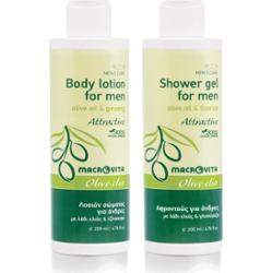 Zestaw MACROVITA Olive.elia Attractive dla mężczyzn: naturalny balsam do ciała 200ml + żel pod prysznic 200ml