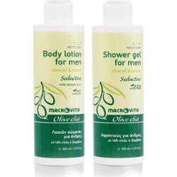 Zestaw MACROVITA Olive.elia Seductive dla mężczyzn: naturalny balsam do ciała 200ml + żel pod prysznic 200ml
