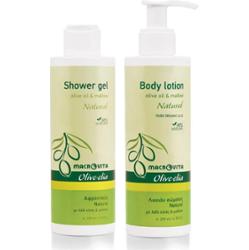 Zestaw MACROVITA Olive.elia Natural z bio-oliwą i malwą: naturalne mleczko do ciała 200ml + żel pod prysznic 200ml