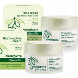 Zestaw MACROVITA Olive.elia: krem aktywnie nawilżający do cery tłustej lub normalnej 50ml + krem przeciwzmarszczkowy na noc 50ml