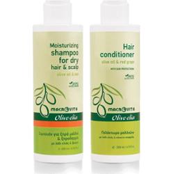 Zestaw MACROVITA Olive.elia dla nawilżenia włosów: szampon nawilżający 200ml + odżywka 200ml