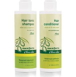 Zestaw MACROVITA Olive.elia do codziennej pielęgnacji włosów: szampon oczyszczający 200ml + odżywka 200ml