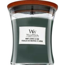Świeca zapachowa Woodwick z liśćmi mięty i słojem dębu - 275.0 g