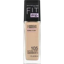 Maybelline Fit Me! Luminous + Smooth Foundation podkład w płynie z ujednolicającą i rozjaśniającą skórę formułą 105 Natural Ivory 30 ml