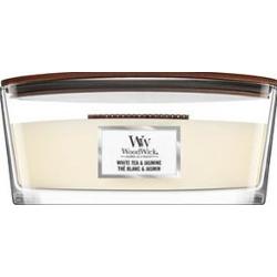 Woodwick White Tea & Jasmine świeczka zapachowa z drewnianym knotem (hearthwick) 453.6 g