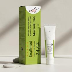 Głęboko nawilżająca Maść podologiczna do stóp z naturalnym śluzem ślimaka, mocznikiem, olejkiem awokado, masłem shea oraz z witaminą E, 10ml