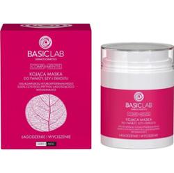 BasicLab Kojąca maska do twarzy, szyi i dekoltu, 10% kompleksu hydroepidermalnego, 0,05% czystego peptydu łagodzącego, witamina B12, Łagodzenie i Wyc