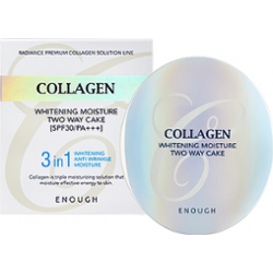 Enough Collagen Whitening Moisture Two-Way Cake #21 | Puder rozświetlający utrwalający makijaż