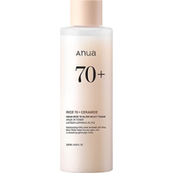 Anua Rice 70 Glow Moisturizing Rice Face Toner 250 ml | Lekki, mleczny tonik do twarzy o właściwościach nawilżających i rozjaśniających