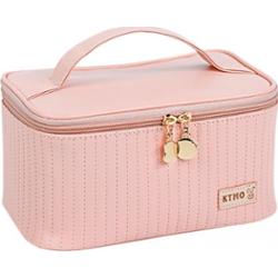 ECARLA - Kosmetyczka rozkładana pikowany kuferek, brudny róż