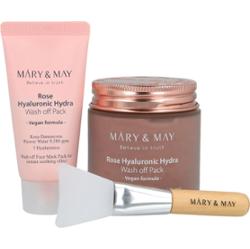 Mary&May - Vegan Hyaluronic Hydra Wash off Mask Special Gift Set - zestaw prezentowy, maska z glinką oraz pędzelek